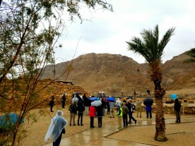 Our first view of the limestone cliffs at Qumran.
