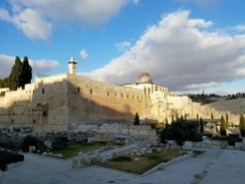 Jerusalem: The temple mount retaining walls, originally built by King Herod. Here the western wall meets the southern wall.